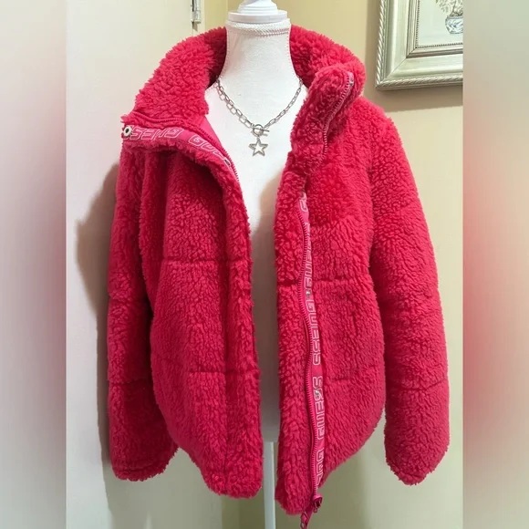 NWOT GUESS Charis Hot Pink Reversible Jacket - Picture 1 of 10